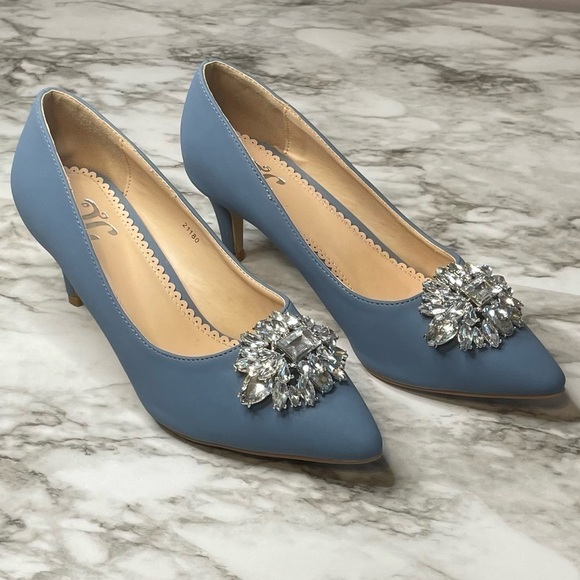 Journee Collection Faux Suede Jewel Embellished Kitt Women's High Heels - Picture 2 of 13